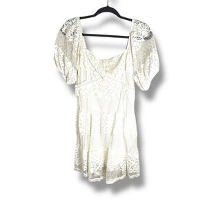 Free People Be Your Baby White Lace Mini Dress Size Medium Bridal Bachelorette